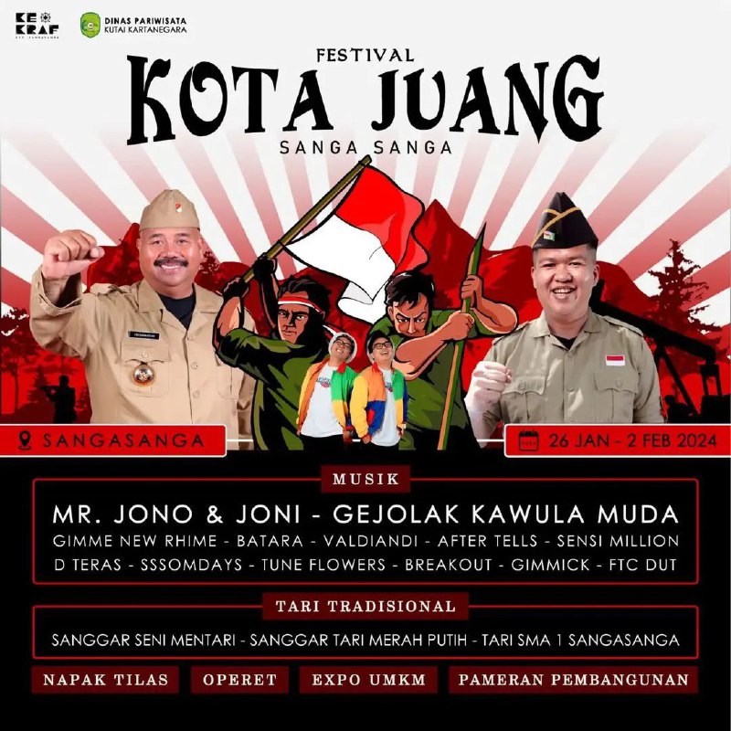 Guest Star Mr Jono & Joni Hadir di Festival Kota Juang Sanga-sanga