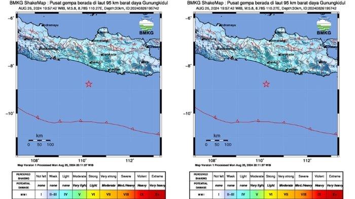 Gempa M5,8 di Gunung Kidul Yogyakarta Terasa di Malang hingga Nganjuk