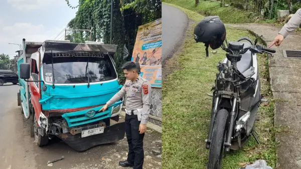 Jalan Longsor di Parungkuda, Truk Fuso Bermuatan Pasir Masuk Jurang