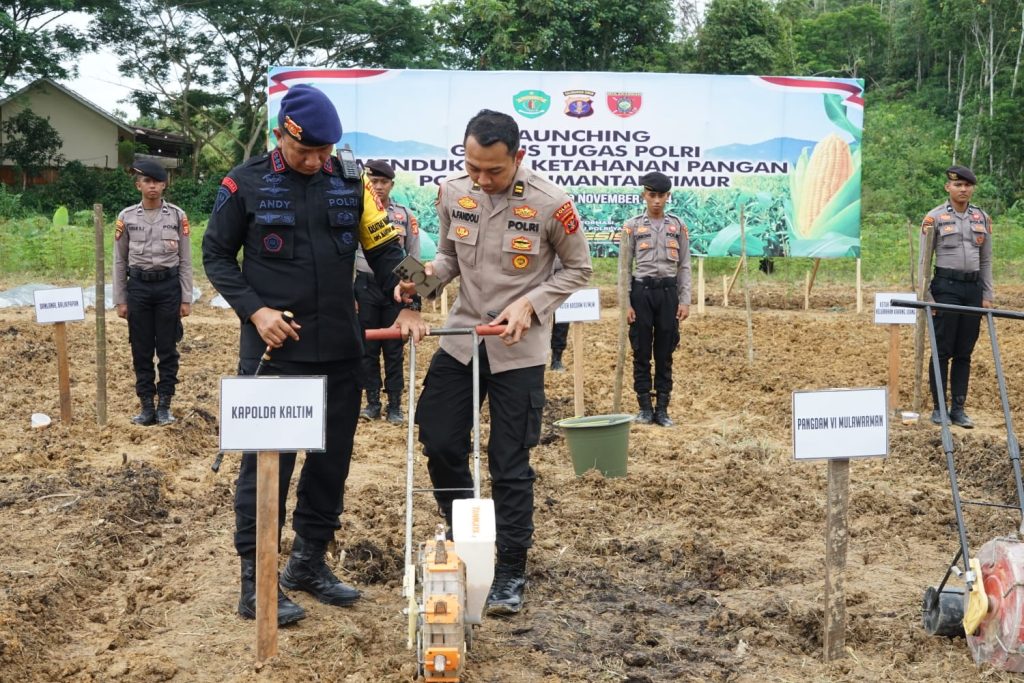 Polda Kaltim Dukung Ketahanan Pangan Nasional Dan Launching Gugus Tugas Polri di Mako Batalyon C Satbrimob Km. 13 Balikpapan