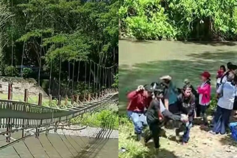 Warga Jatuh ke Sungai, Jembatan Gantung Desa Malonas Ambruk