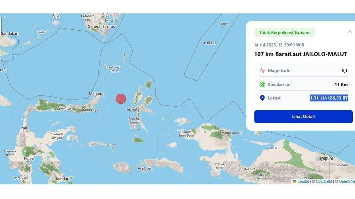Gempa M 6,9 Guncang Maluku Tenggara