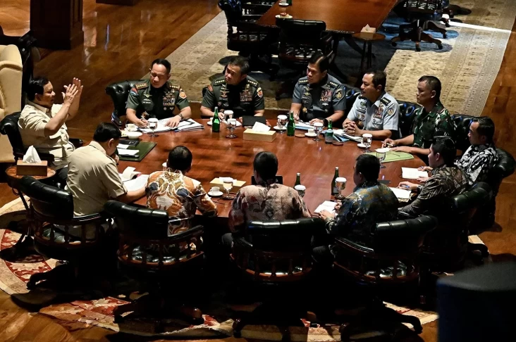 Prabowo Konsolidasi dengan Panglima TNI dan Kepala Staf TNI