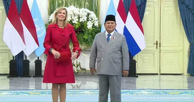 Prabowo Sambut Ratu Maxima di Istana Merdeka