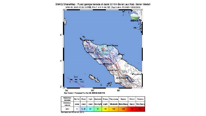 Gempa Dangkal M4,7 Guncang Bener Meriah