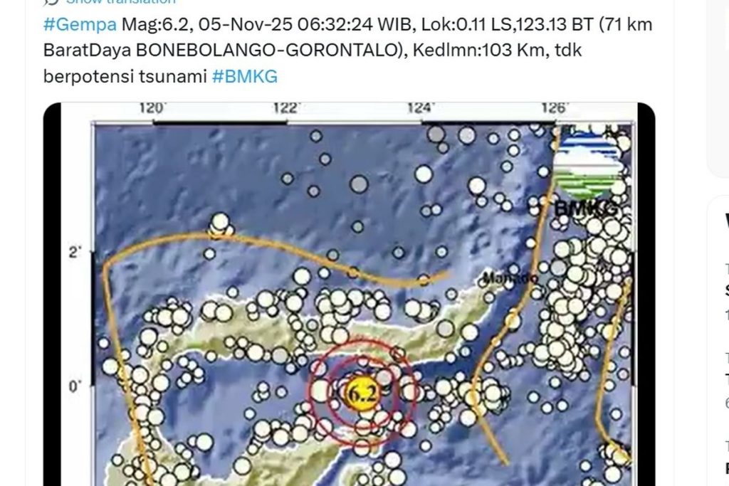 Gempa 6,2 Magnitudo Guncang Bone Bolango, Warga Sempat Panik