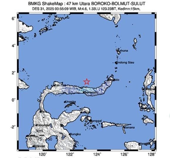 Gempa M 4,6 Guncang Sulut, Getaran Terasa hingga Gorontalo