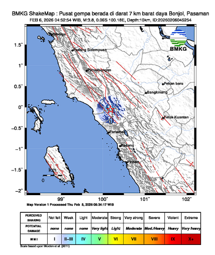 Gempa M 3,8 Guncang Pasaman, BMKG Imbau Waspada