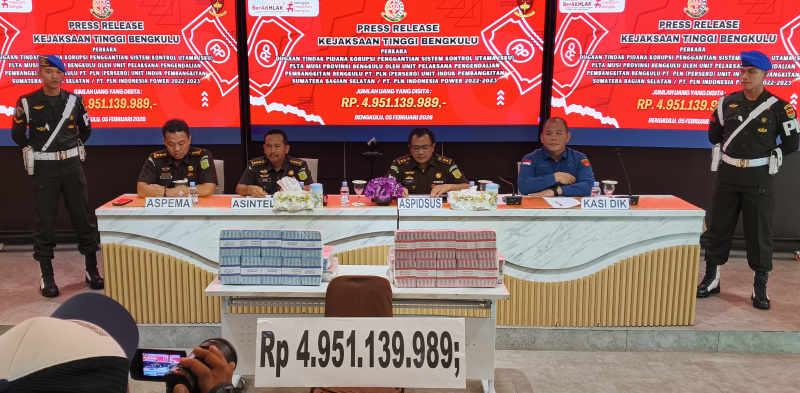 Kejati Terima Pengembalian Uang Rp4,95 Miliar dari Kasus Korupsi PLTA Musi