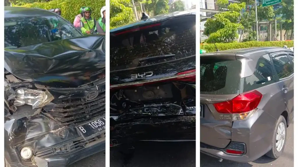 Tabrakan Beruntun 3 Mobil Gegerkan Sudirman, Lalu Lintas Padat