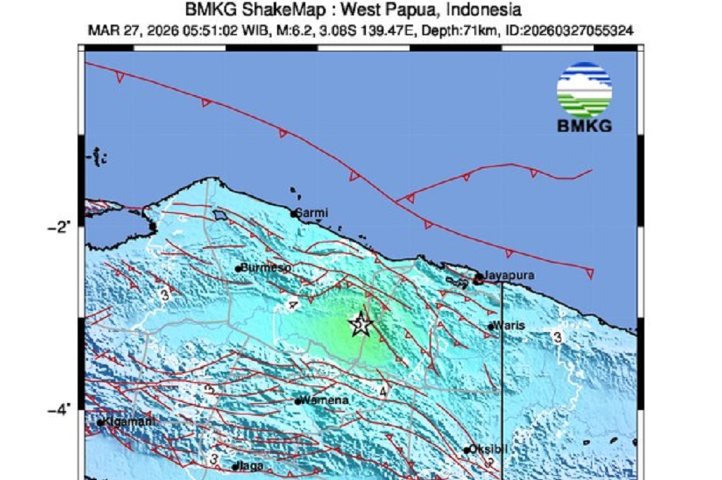 Gempa M6,2 Guncang Yalimo, BMKG Pastikan Tak Berpotensi Tsunami
