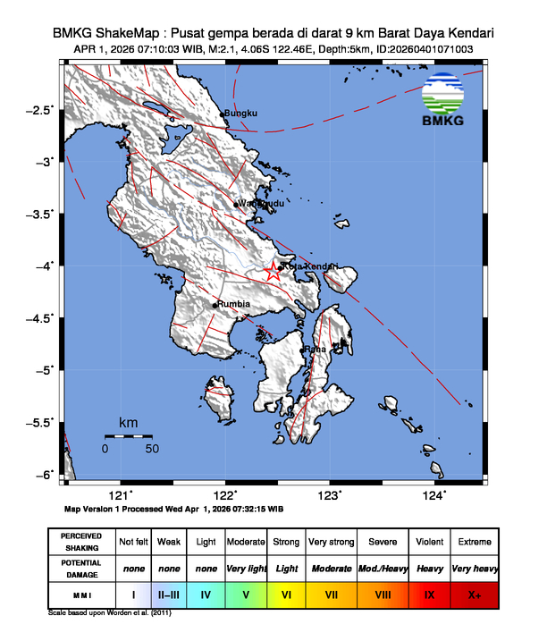 Gempa M 2,1 Guncang Kendari Pagi Ini, BMKG Pastikan Akibat Sesar Aktif
