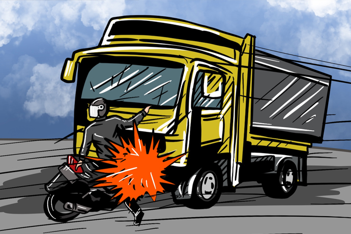 Motor Ringsek Hantam Truk di Serang, Pengendara Selamat