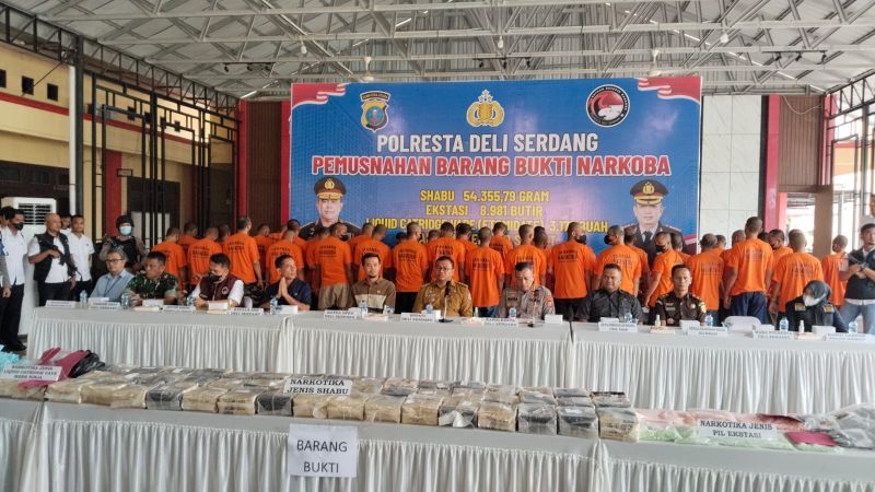 Polresta Deliserdang Bongkar 150 Kasus Narkoba, 89,8 Kg Sabu Disita