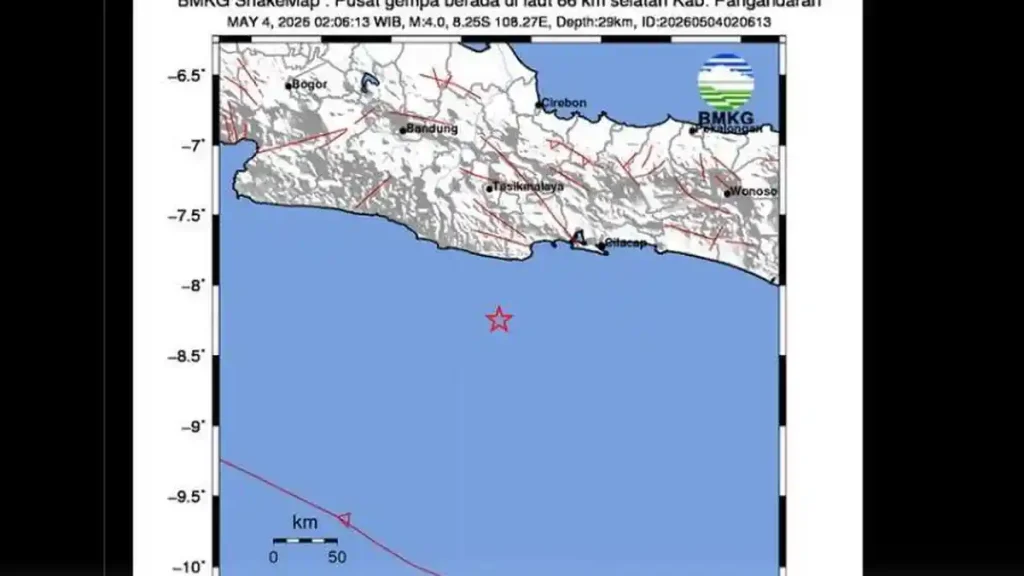 Gempa Magnitudo 4 Guncang Pangandaran Dini Hari