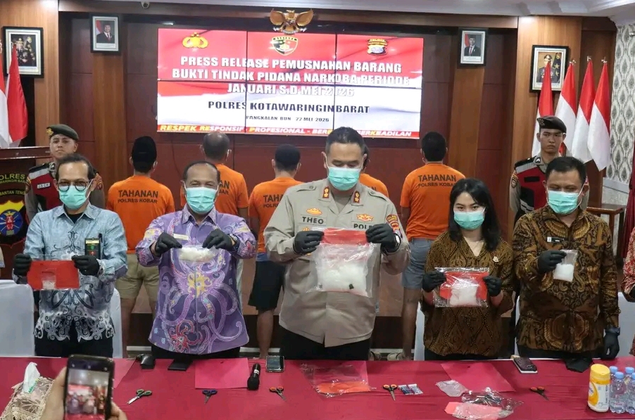 Polres Kobar Musnahkan 901 Gram Sabu, 32 Tersangka Ditangkap