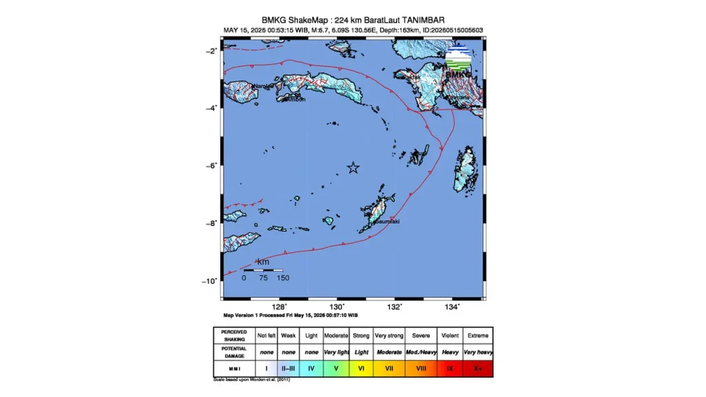 Gempa Magnitudo 6,7 Guncang Tanimbar, Tak Berpotensi Tsunami