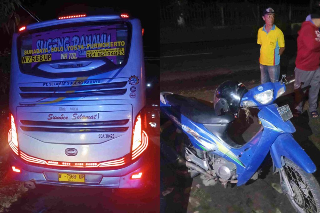 Pengendara Motor Luka Usai Terlibat Kecelakaan dengan Bus di Jombang