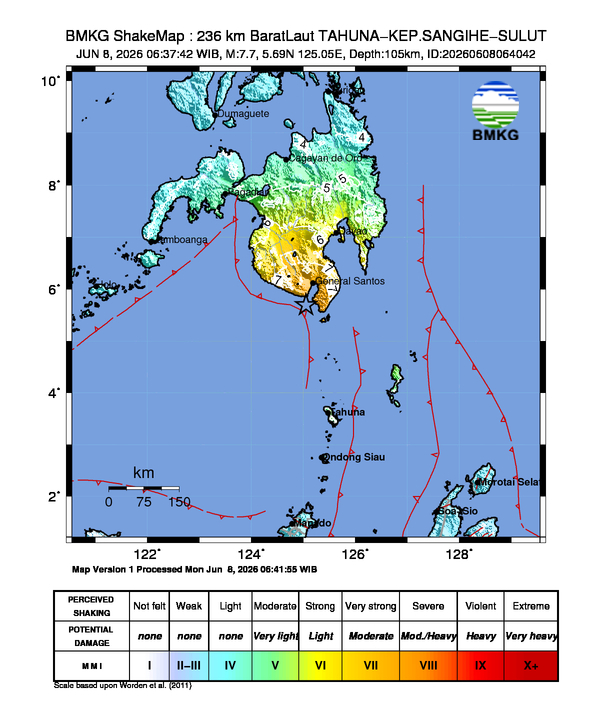 BMKG Keluarkan Peringatan Dini Tsunami Usai Gempa M 7,9 di Perairan Sangihe