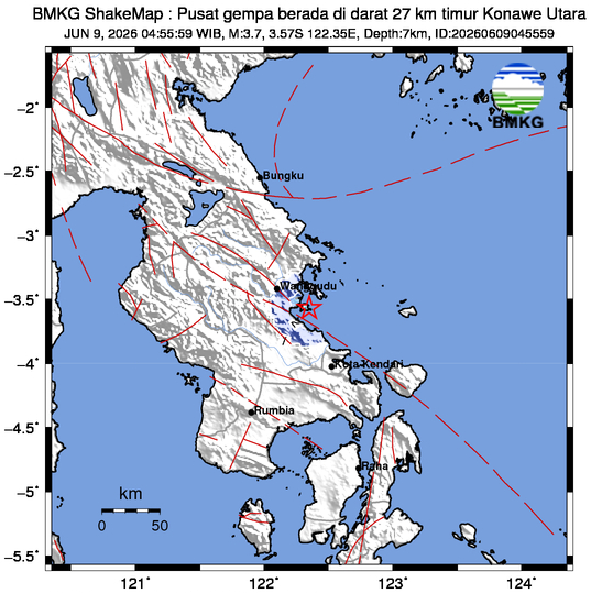 Gempa Magnitudo 3,7 Guncang Konawe Utara, Getaran Dirasakan Warga