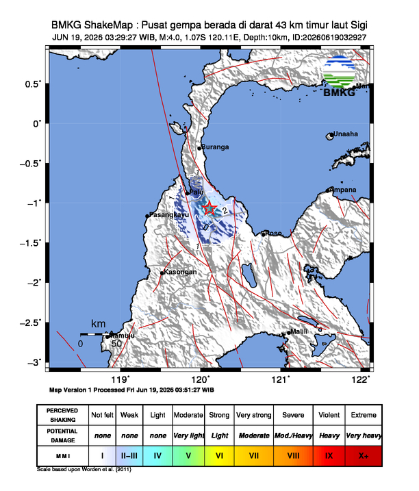 Gempa M 4,0 Guncang Sigi, BMKG Pastikan Tak Berpotensi Tsunami