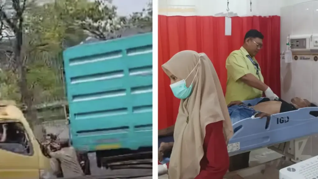 Dua Truk Bertabrakan di Jalur Perak, Kernet Jalani Perawatan